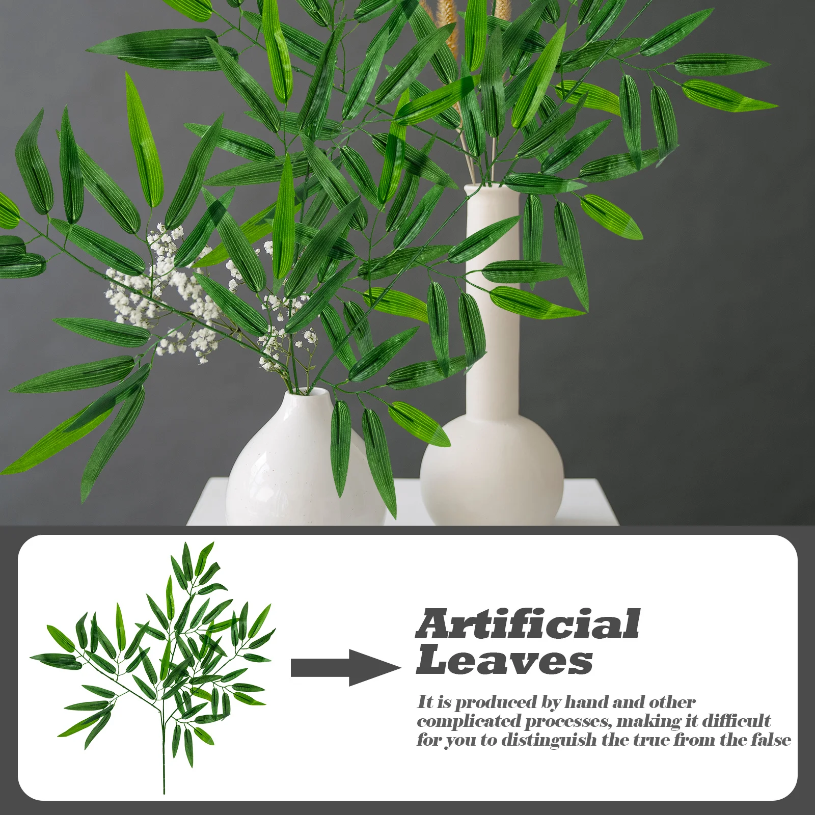 

5 Pcs Simulated Bamboo Leaf Decoration Artificial Branches for Indoor Plants Wall Leaves Tree Fake