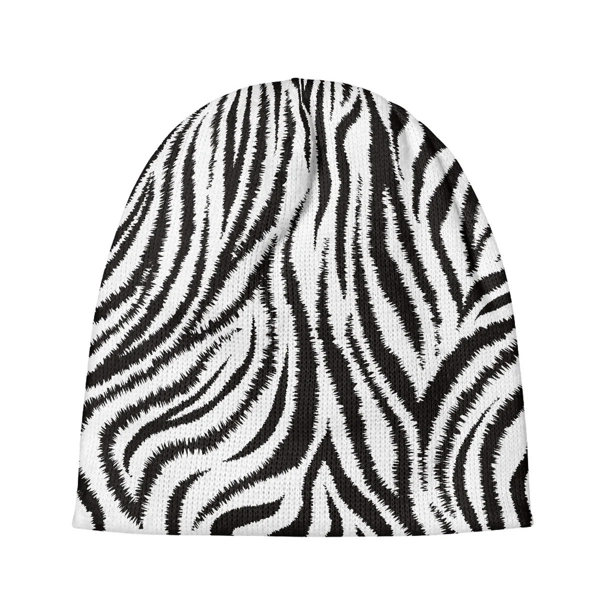 New Autumn Winter Hat For Unisex Knitted Caps Zebra Stripes Print Skullies Beanie Men Women Bonnet Casual Elastic Gorras Hombre