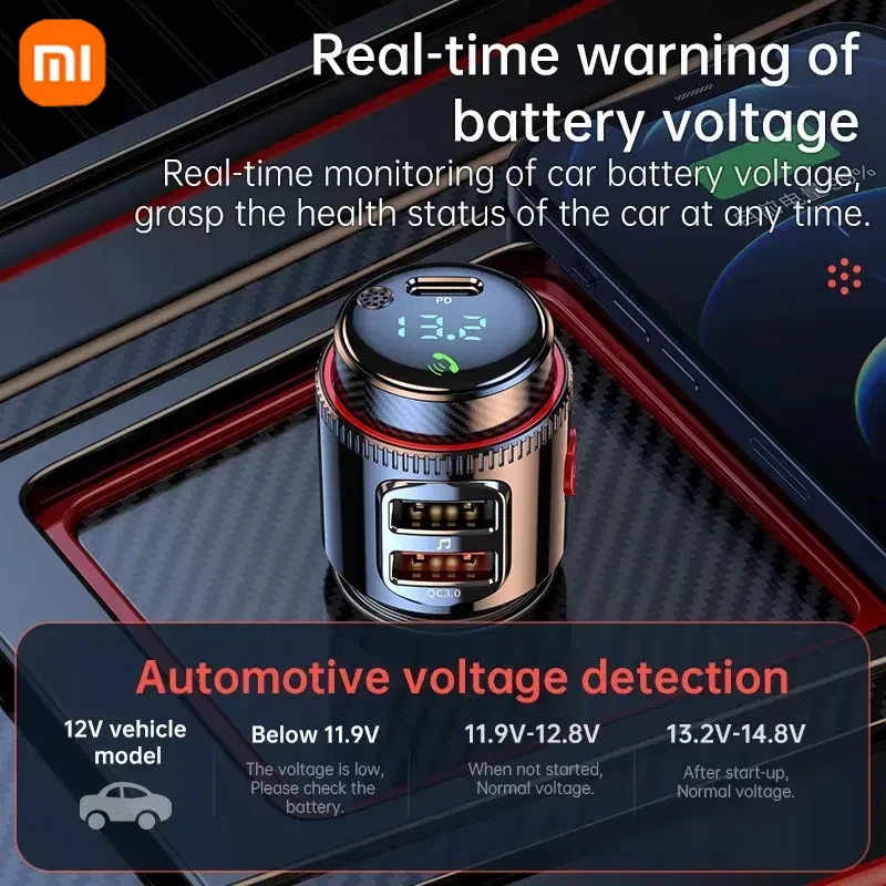 2025 nuevo PD30W + QC 3,0 Bluetooth 5,4 reproductor MP3 para coche transmisor FM inalámbrico manos libres U reproducción de disco USB adaptador de carga rápida para coche