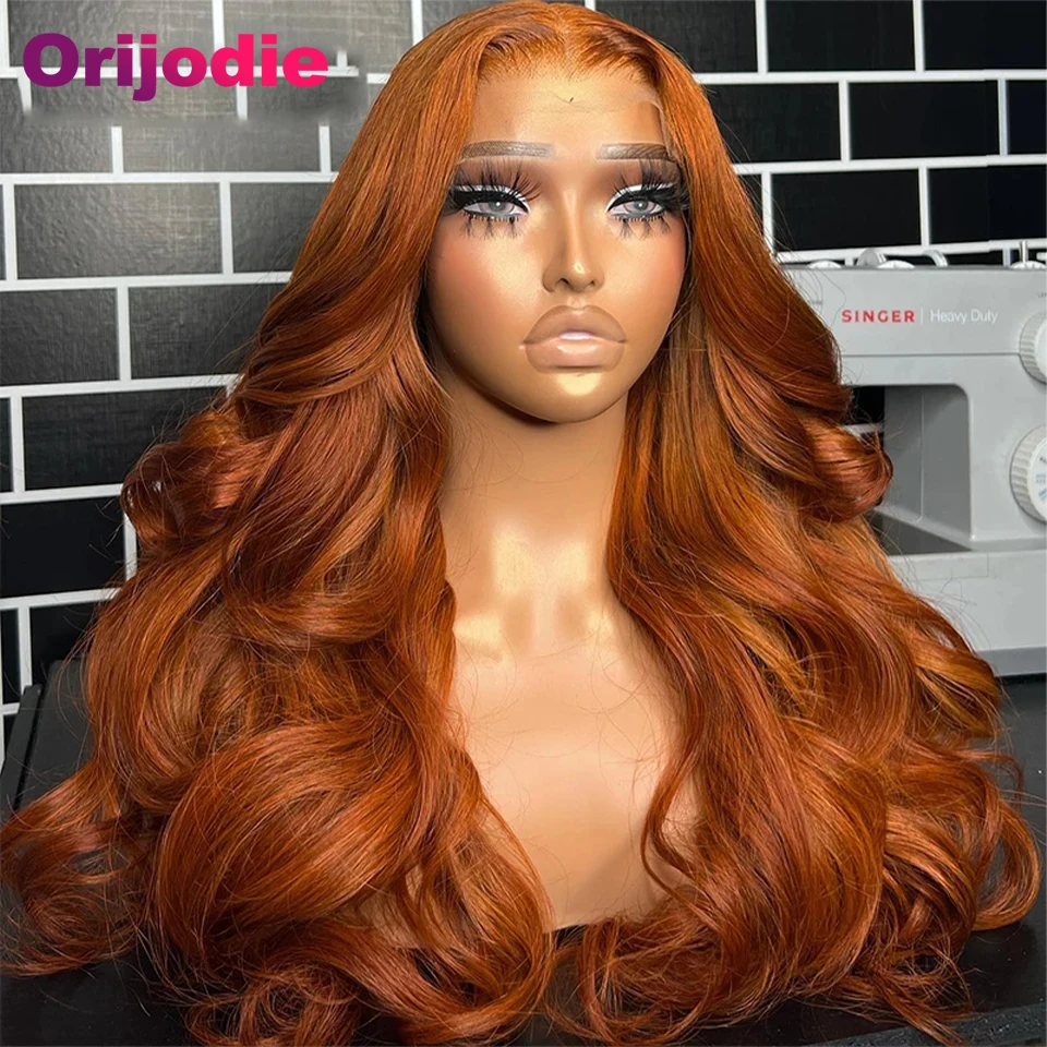 

Light Orange Ginger 13x6 Lace Frontal Human Hair Wigs Transparent 13x4 Lace Front Brazilian Hair Wig Pre Plucked 5x5 Closure Wig