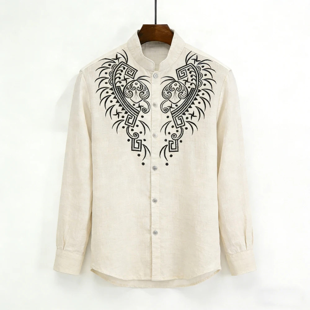 2026Men's Linen Multi-Button Long Sleeve Shirt Natural Flower HD 3D Printed Shirt Hawaiian Vacation Outdoor Party Men's Clothes
