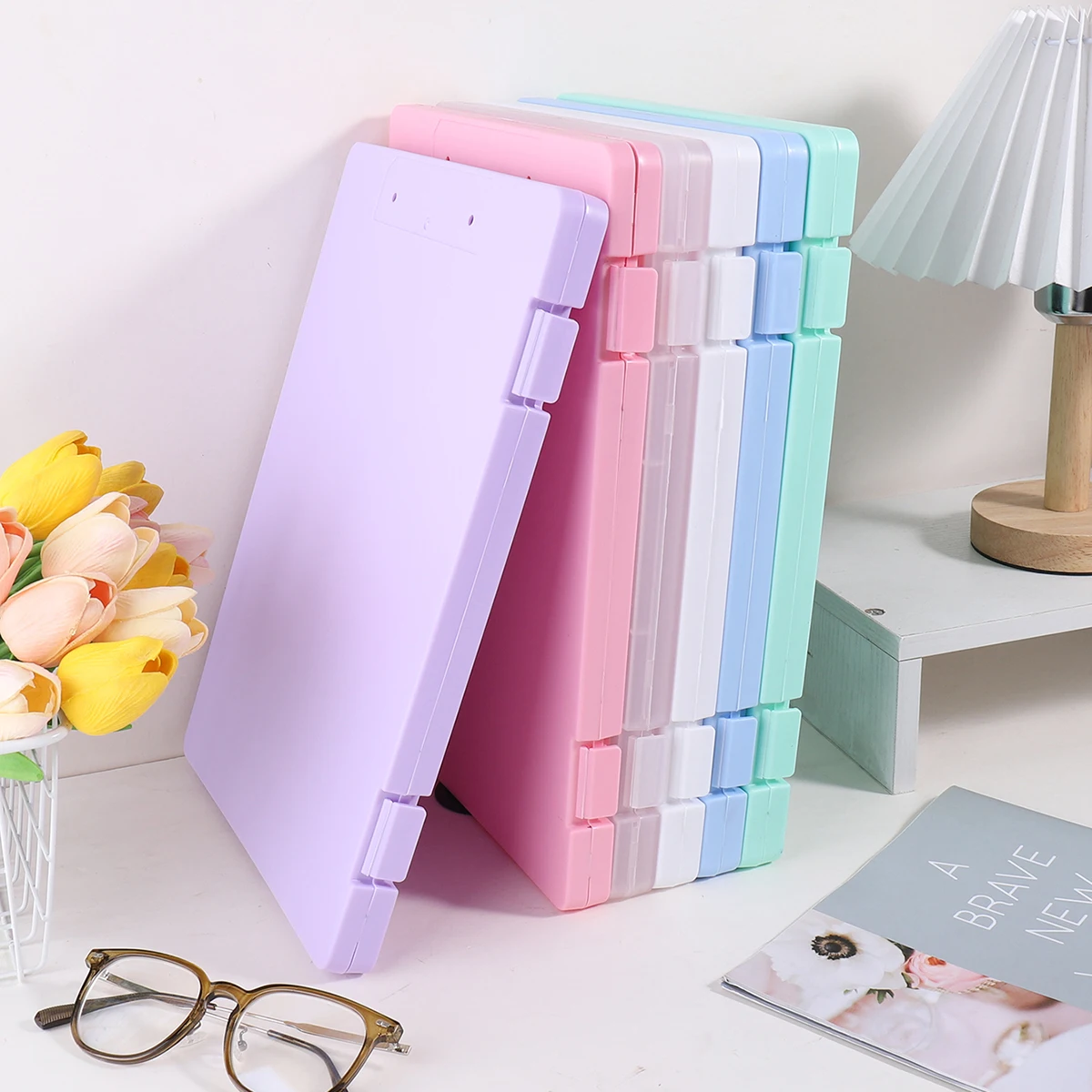 

1pc A4 file box without clips writing board, 2-in-1 A4 document and photo storage box, portable organization tool for office