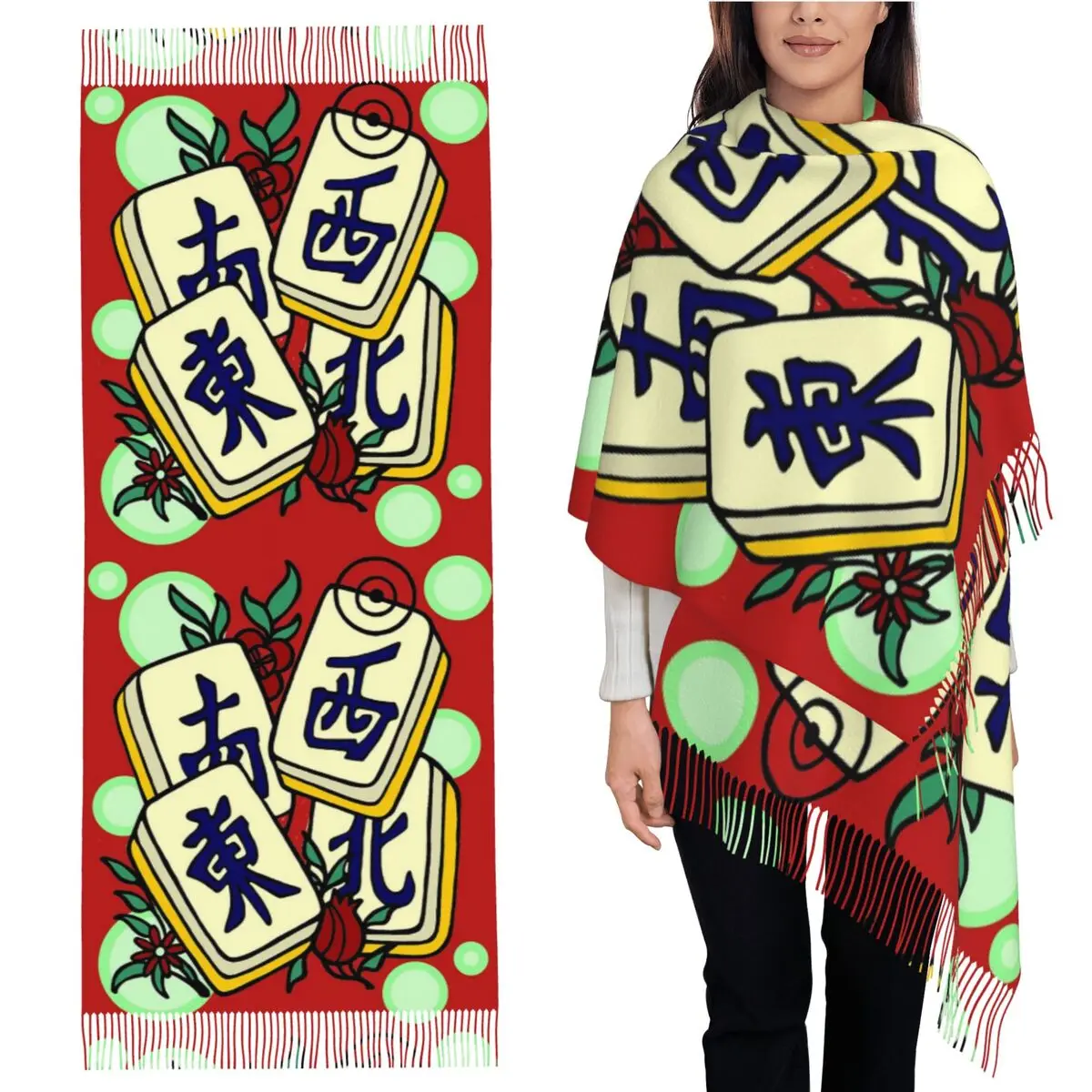 

Маджонг четыре ветра шарф шарфы с кисточками женские мягкие теплые шали и накидки длинная осенне-зимняя шаль накидка