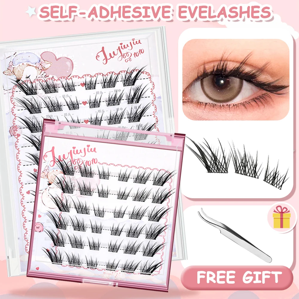 

Fox Eye False Eyelashes With Free Tweezer Segmented Lash Extension Fluffy Curling Lash Cluster Nature Long Lash Eyelash Grafting