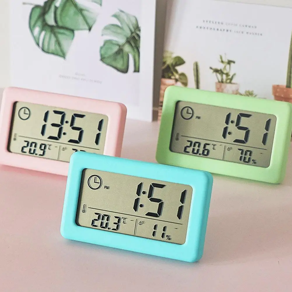 Digital Clock Thermometer Hygrometer Meter LED Indoor Electronic Humidity Monitor Clock Desktop Table Clocks For Home I4L3