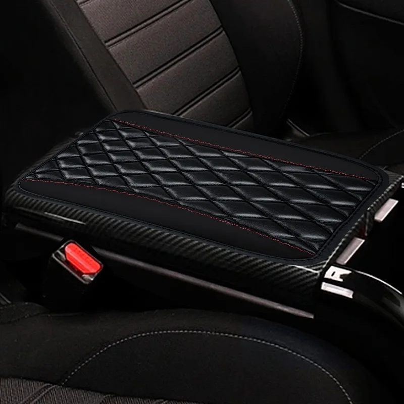 Car Center Console PU Leather Armrest Pad Cover, Car Arm Rest Seat Storage Box Mat Universal Waterproof Non Slip Durable