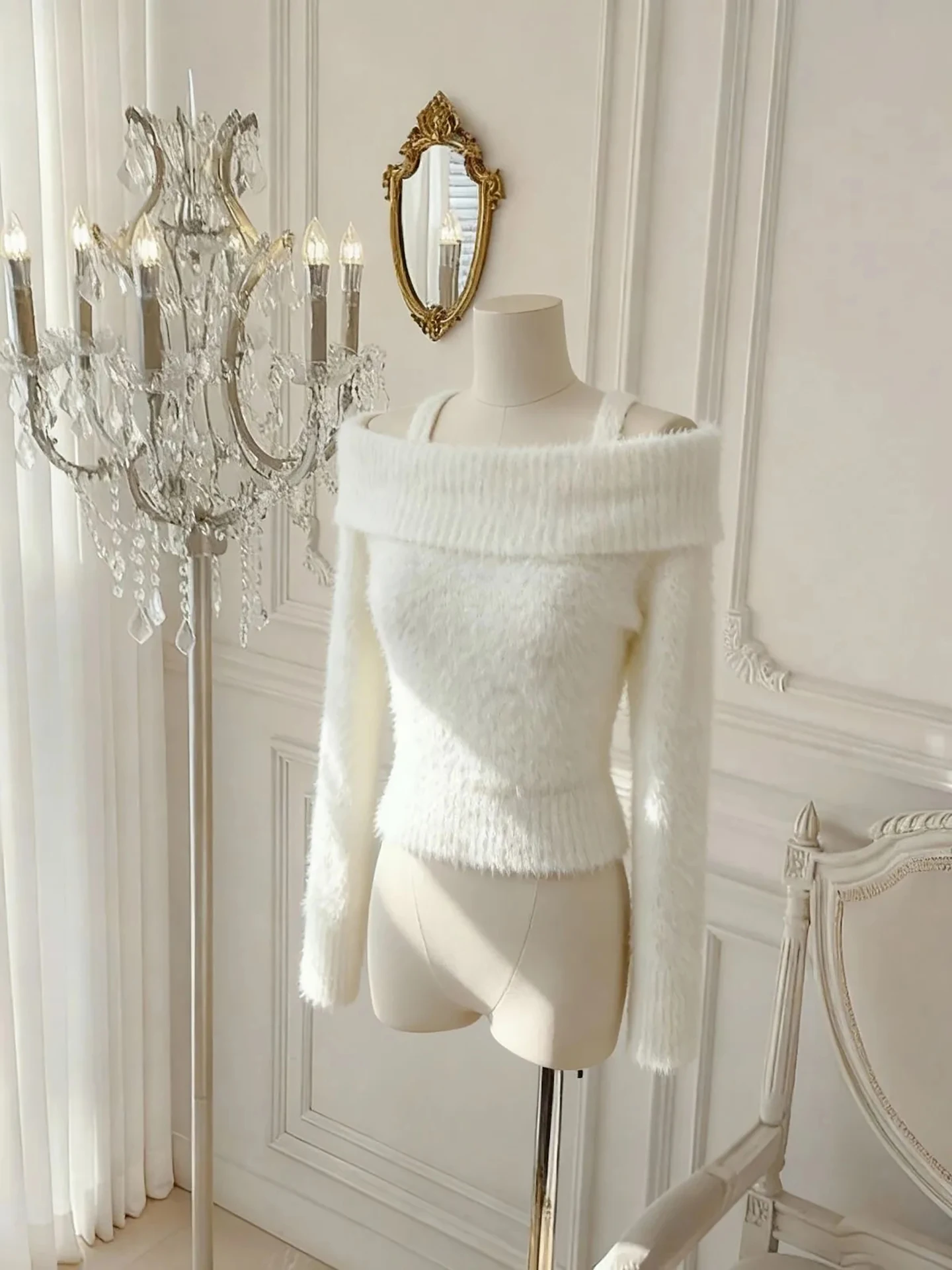 Pull rose mignon pour femme, haut coréen paresseux, chaud, une épaule, polyvalent, doux et confortable, nouvelle collection hiver