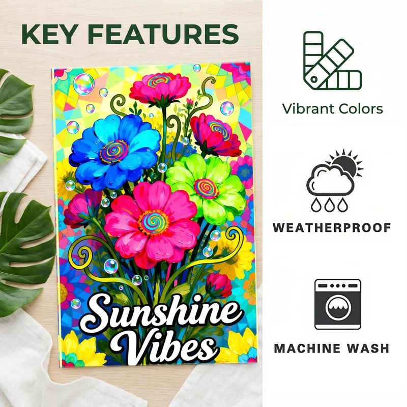 1pc Sunshine Vibes Floral Garden Flag Vibrant Colorful Flower Yard Flag Weatherproof and Machine Washable Outdoor Decor