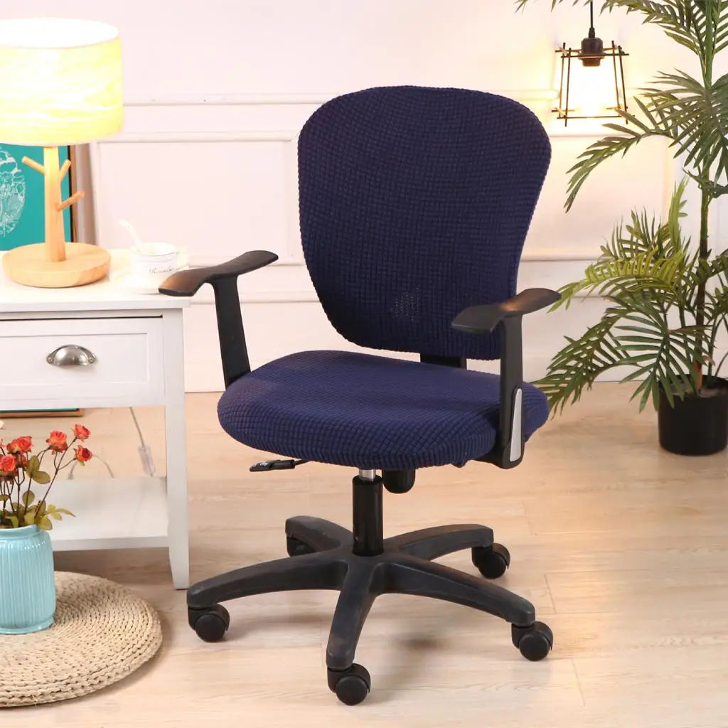 Chair Seat Cover Stretchable Decorative Slip-on Protector Solid Color for Office Armchair Living Room Home