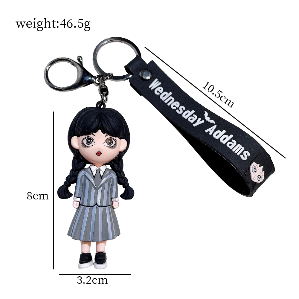 Horror Wednesday Addams Silicone Keychain Toy Thing Hand Home Decor Keychain Doll Schoolbag Pendant Halloween Toy Costume Props