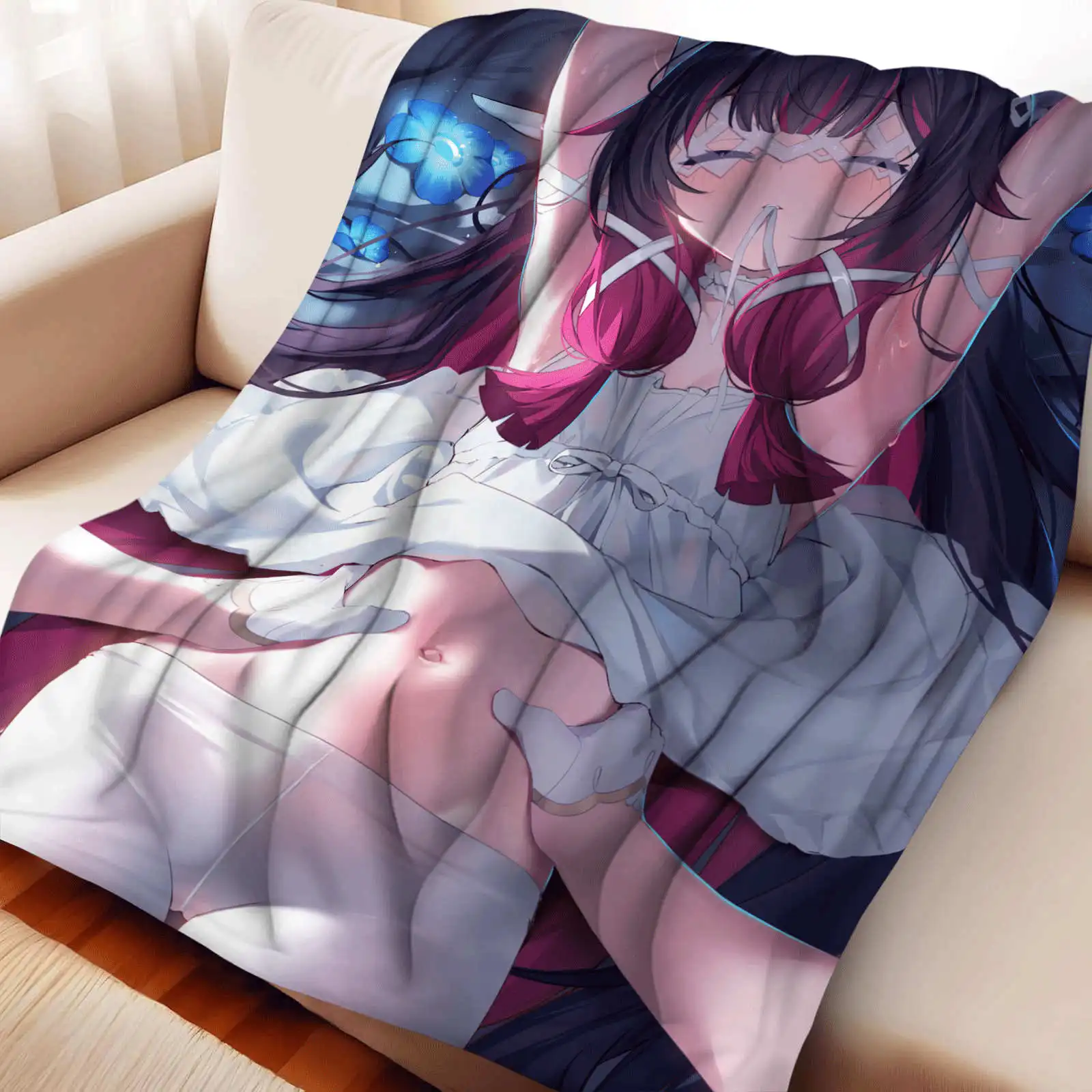 Genshin Impact Columbina Blanket Hot Anime Flannel Blanket Fan Gift for Home Leisure Camping Travel Multifunctional Blanket