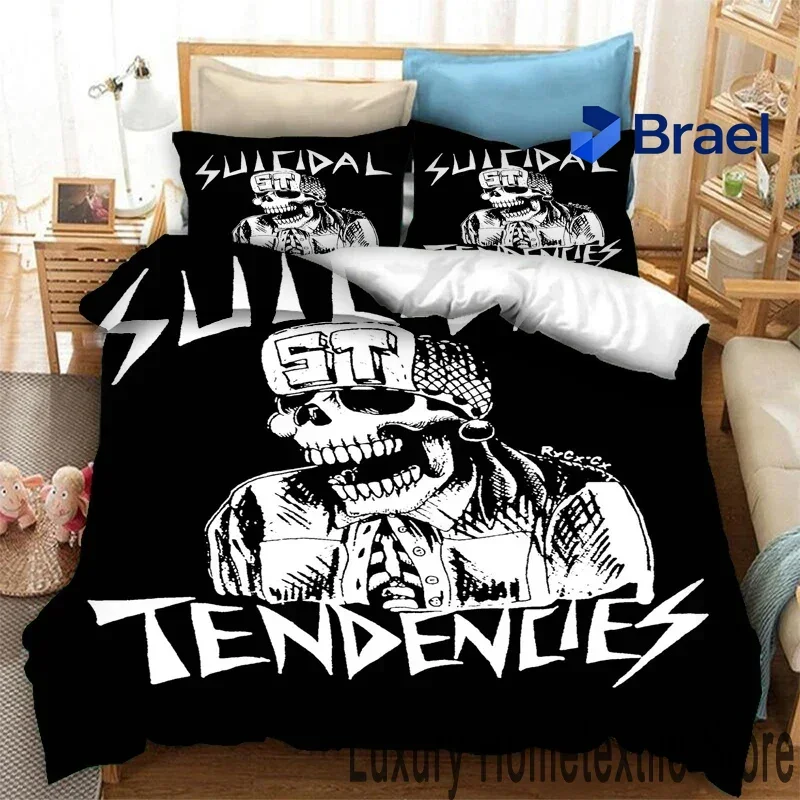 Exquisite Suicidal Tendencies Band Bedding Set,Duvet Cover Comforter Bed Set Quilt Cover Pillowcase,King Queen Twin Size Boys Gi