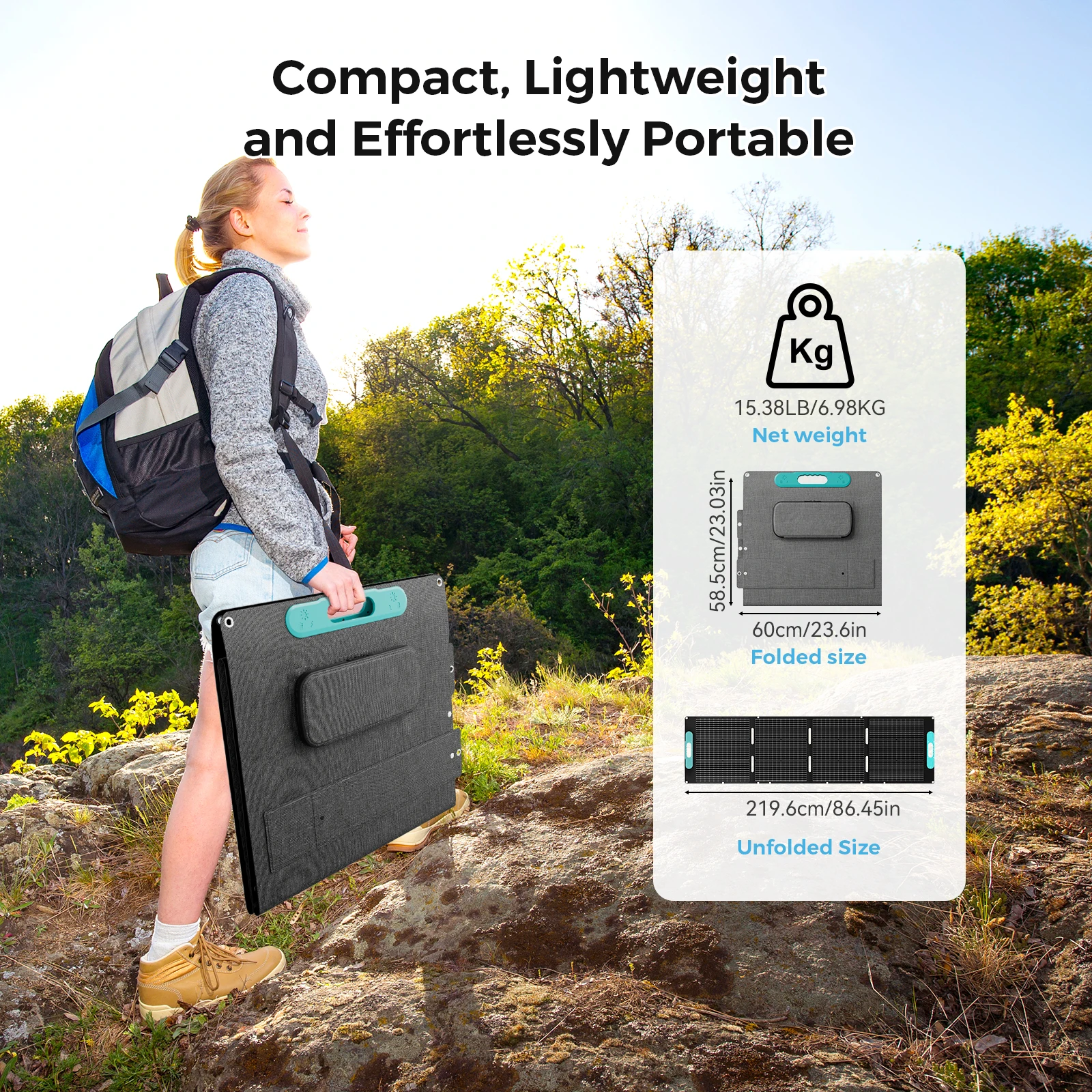 RVPOZWER 200W Foldable Solar Panel ETFE IP67 Waterproof 25% Efficiency Portable PV Adjustable Bracket MC4 for RV Camper Camping Off Grid