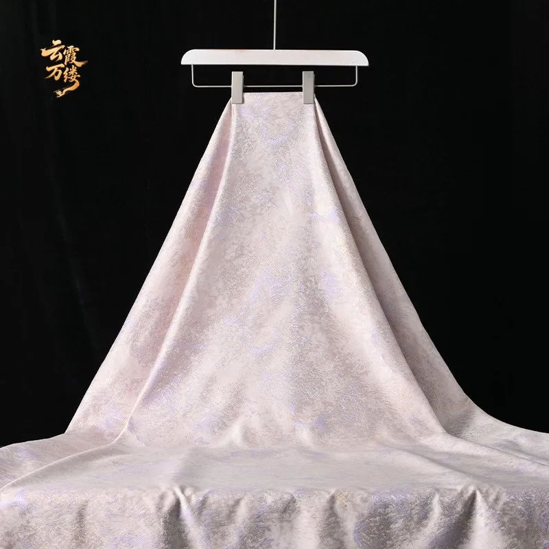 New soft purple smoke-dyed jacquard silk satin fabric Chinese cheongsam dress designer