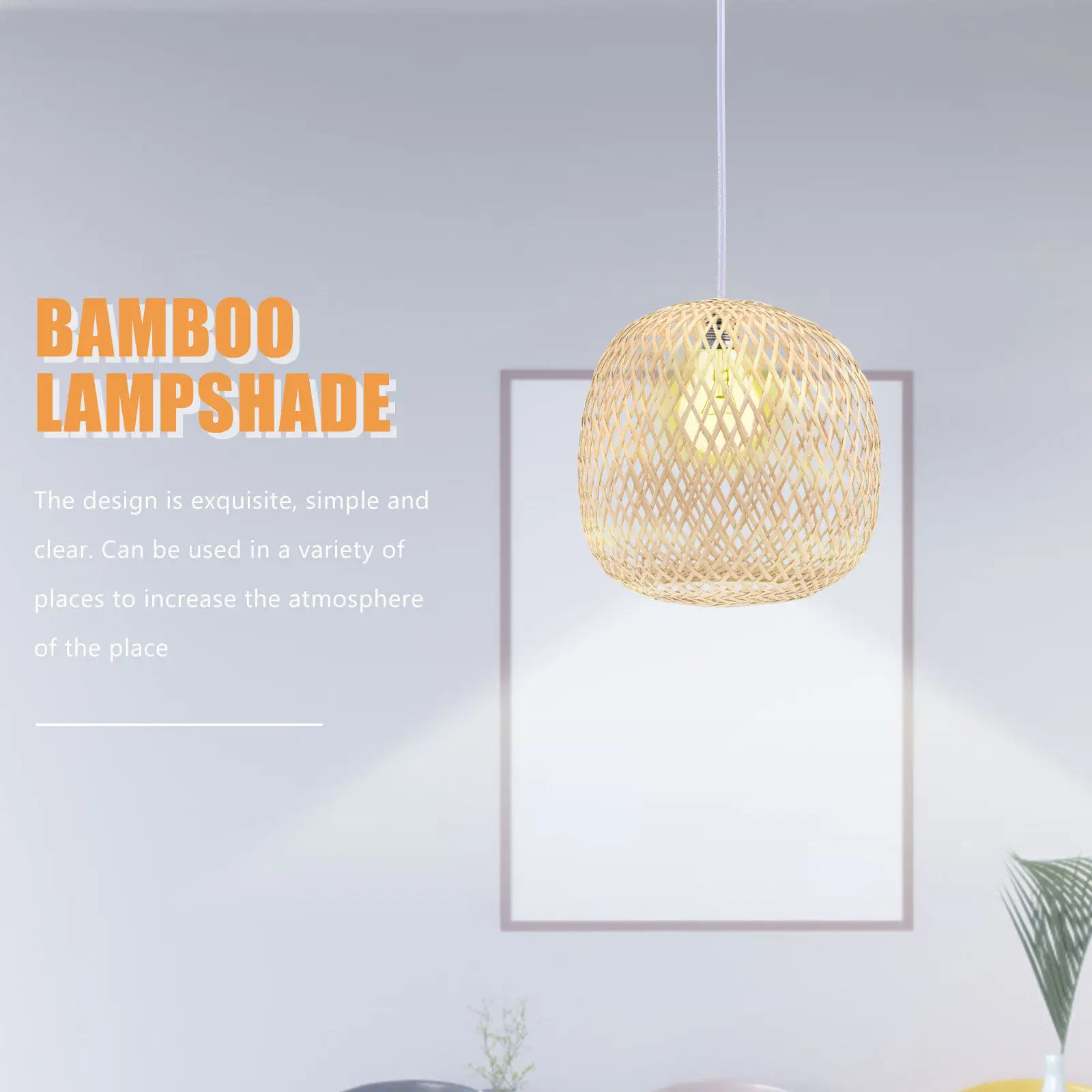 Bamboo Lampshade Woven Design Smooth Surface Eye Comfortable Ceiling Light Shade Pendant Lamp Cover for Household Hotel