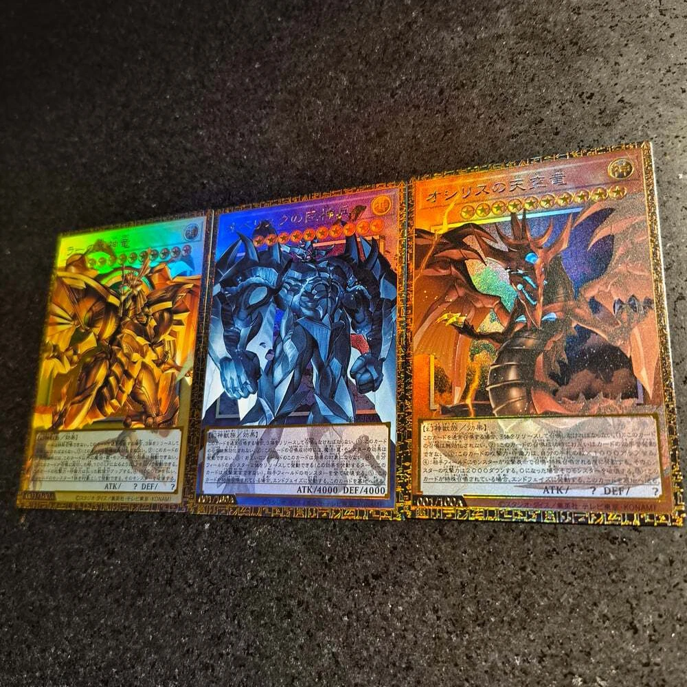 3Pcs/set Diy Self Made Yu-Gi-Oh! Crimson Dragon Quetzacoatl Collection Card Color Flash Ygo Four Heavenly Anime Cards Gift Toys