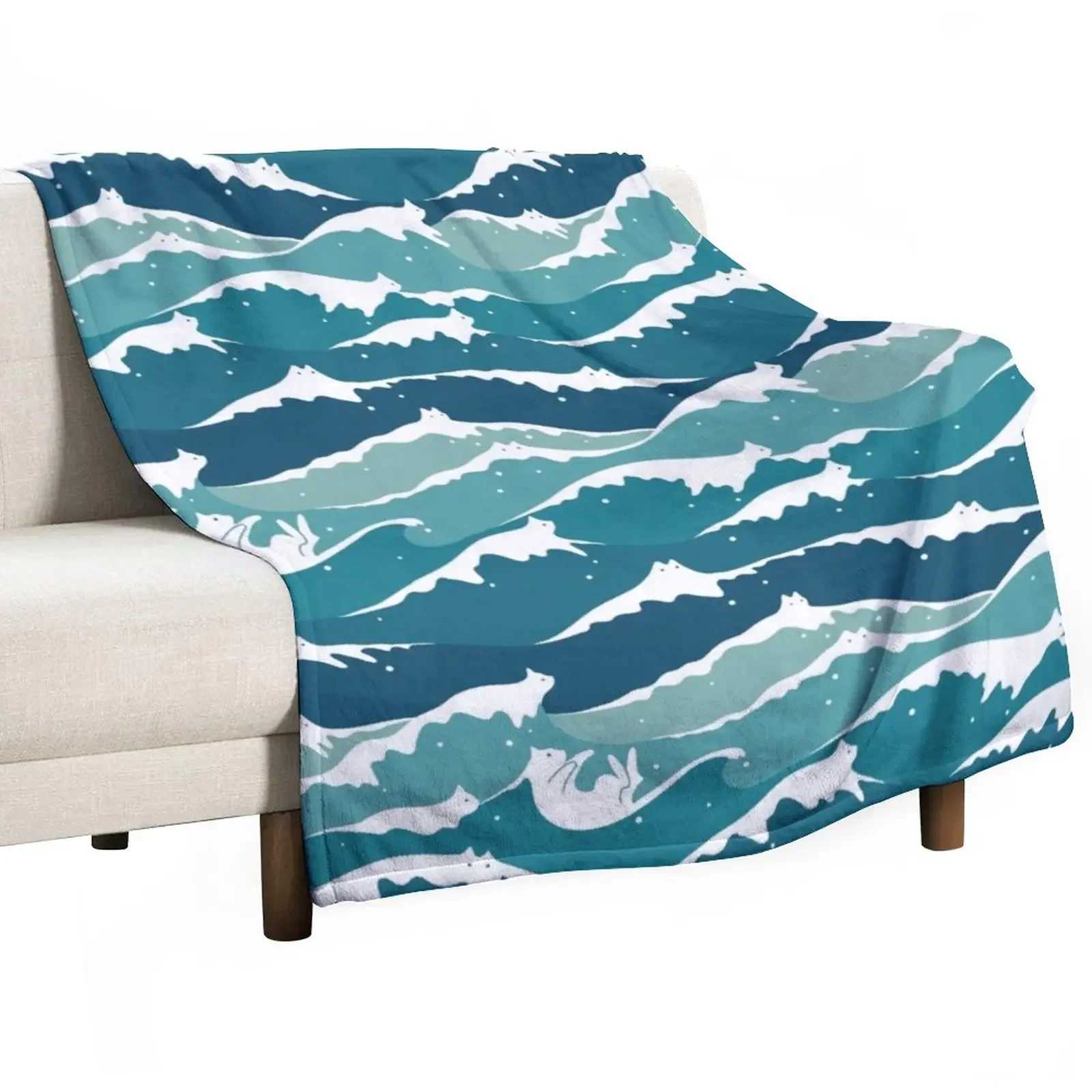 

Cat Landscape 135: Cat Waves Throw Blanket Flannel Beautifuls Travel Sofa Blankets