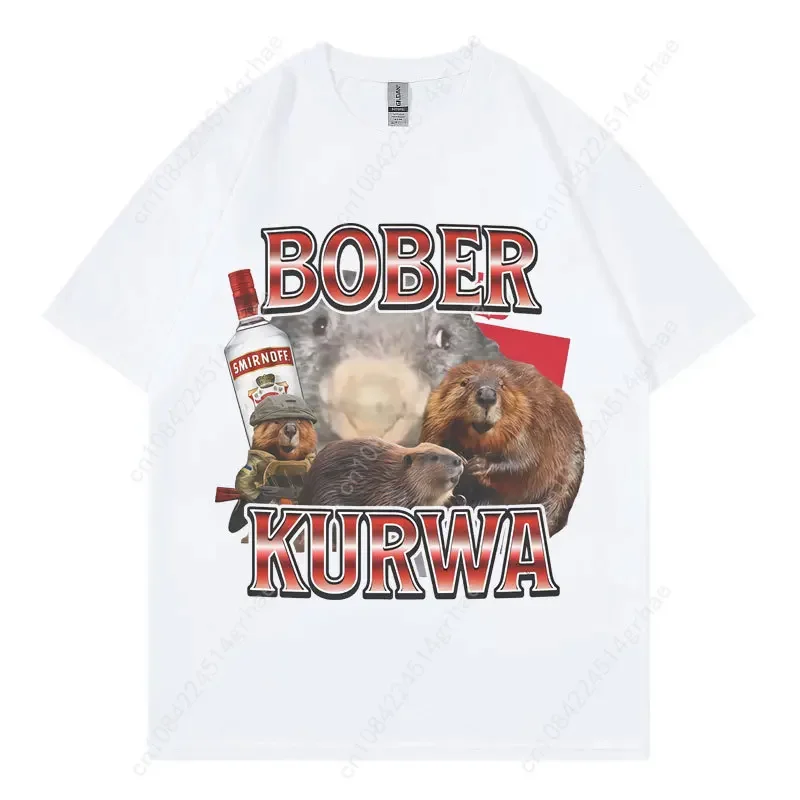 Tee Shirt Homme Graphic T-Shirts Men Tshirt for Men Ropa Hombre Bober Kurwa Fun Mouse Meme Short Sleeved Round Neck Y2k Tshirt