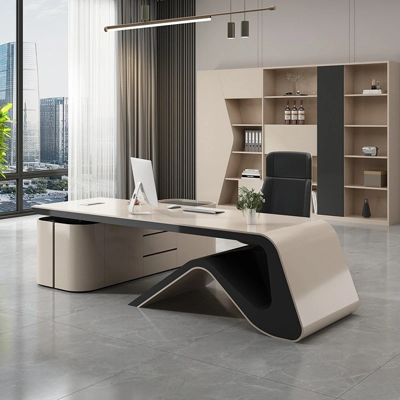 High-end Paint Desk Boss Table Simple Modern Creative Light Luxury Designer High-end Class Desk Table And Chair Combination