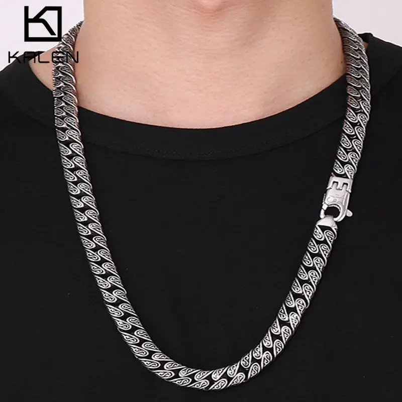 

12mm Punk Link Chain New In Necklace Men Stainless Steel Mysterious Symbol Charm Masculina Male 목걸이 Party Jewelry Gift