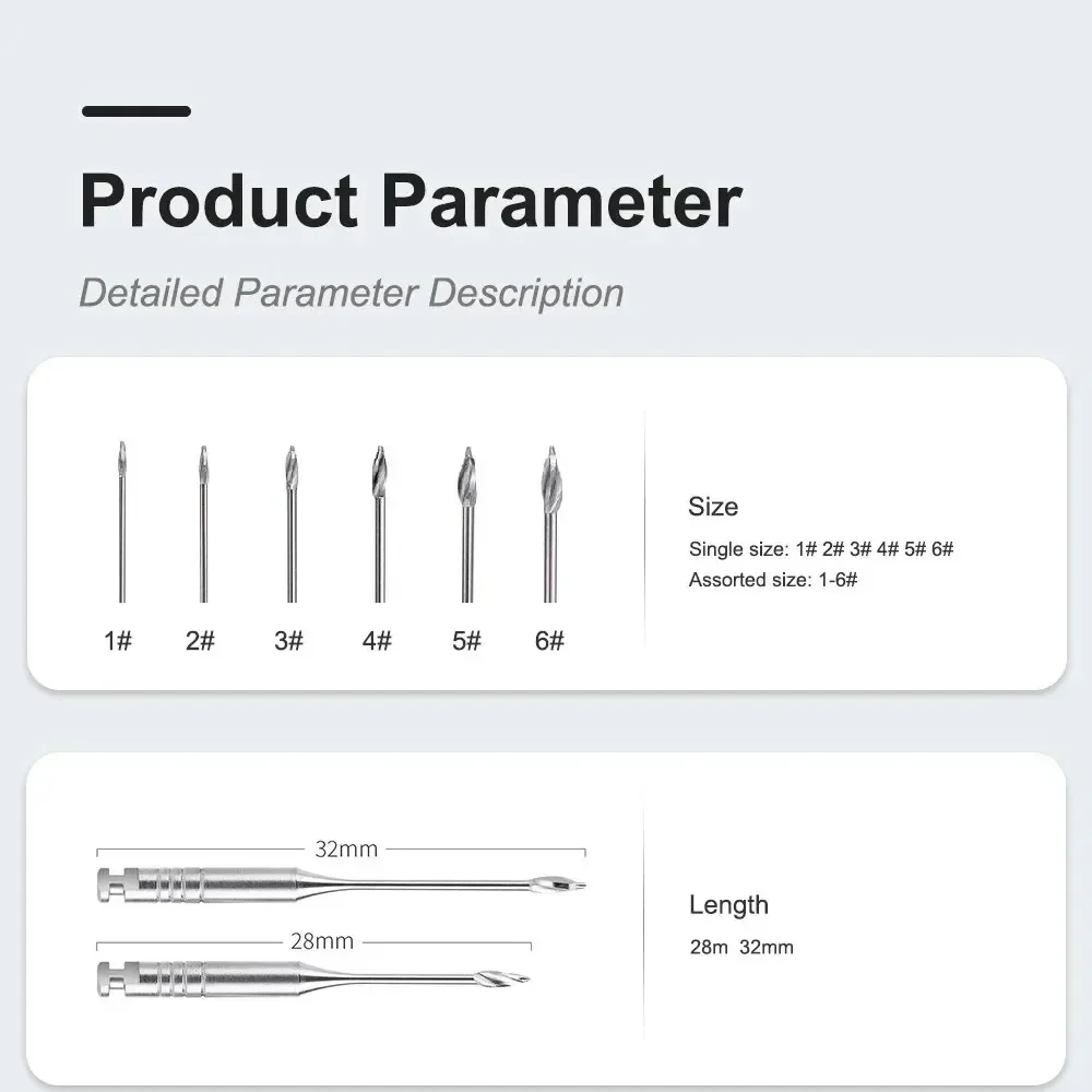 6Pcs/Box Dental Engine Use Endodontic Gates Drill Glidden Rotary 28mm/32mm #1-6 Stainless Steel Endo Files Dentist Tool