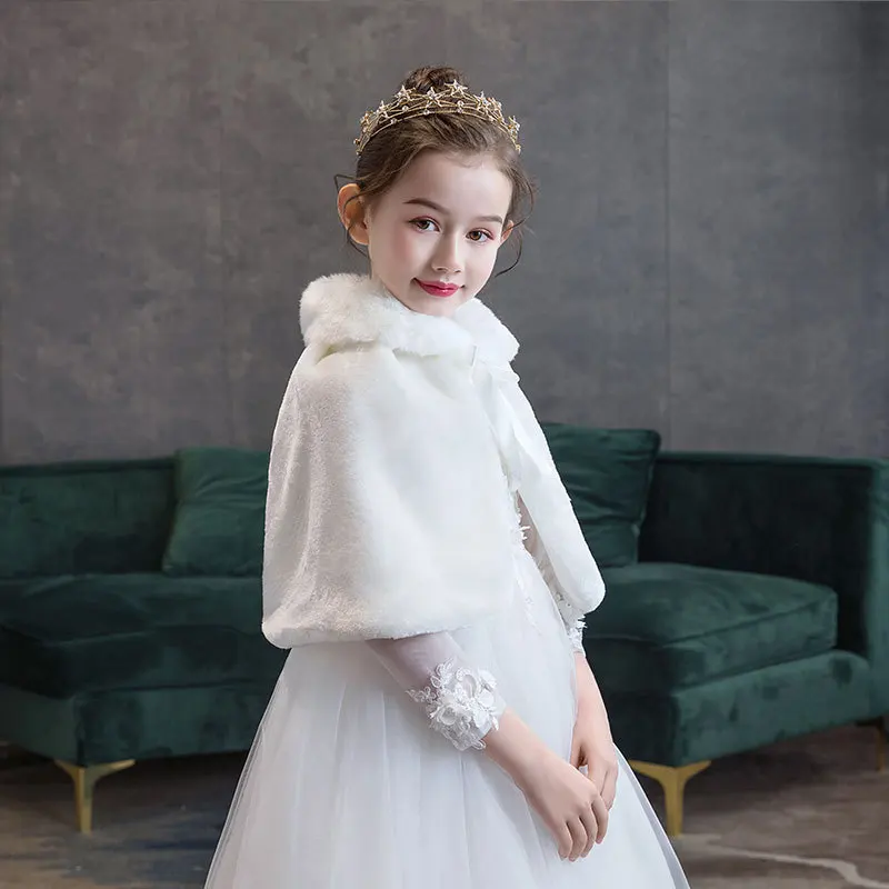 Baby Kids Thicken Plush Jacket Autumn Winter Warm Cape Wedding Birthday Party Princess Coats For Girls New Year\'s Clothing 2-10Y