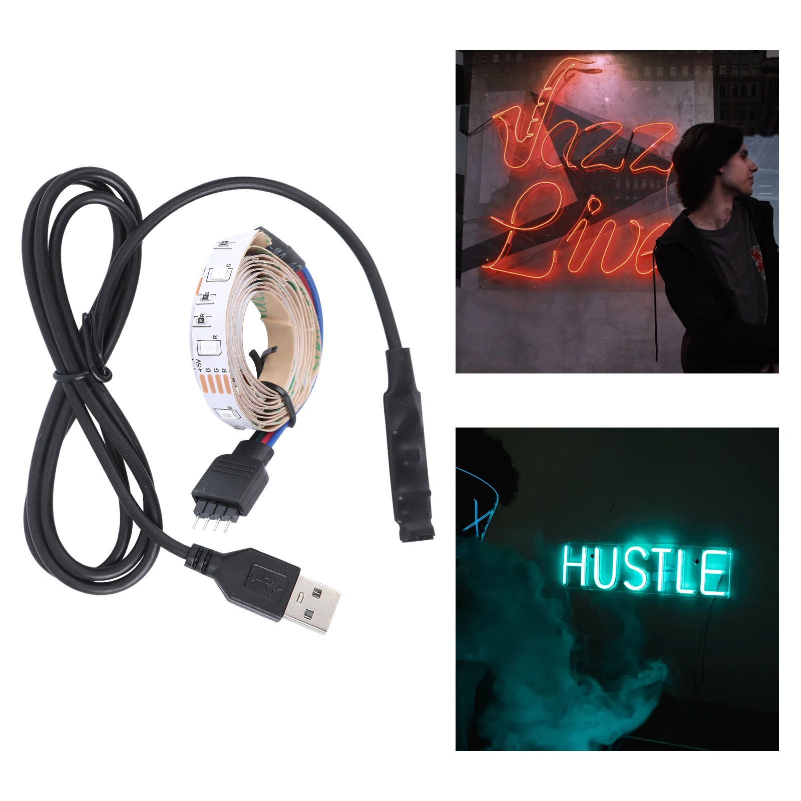 

1 Strip Lights Non-Waterproof 3528 LED Lights Strip 60 LED for Birthday Christmas Party Decoration with USB Cable (Pure White)