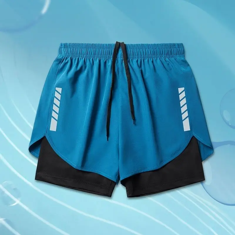 4pcs Men\'s Running Shorts Sport Shorts Athletics Marathon Loose Quick Dry 2 in 1 Lining Training Fitness Gym Jogging Short Pants