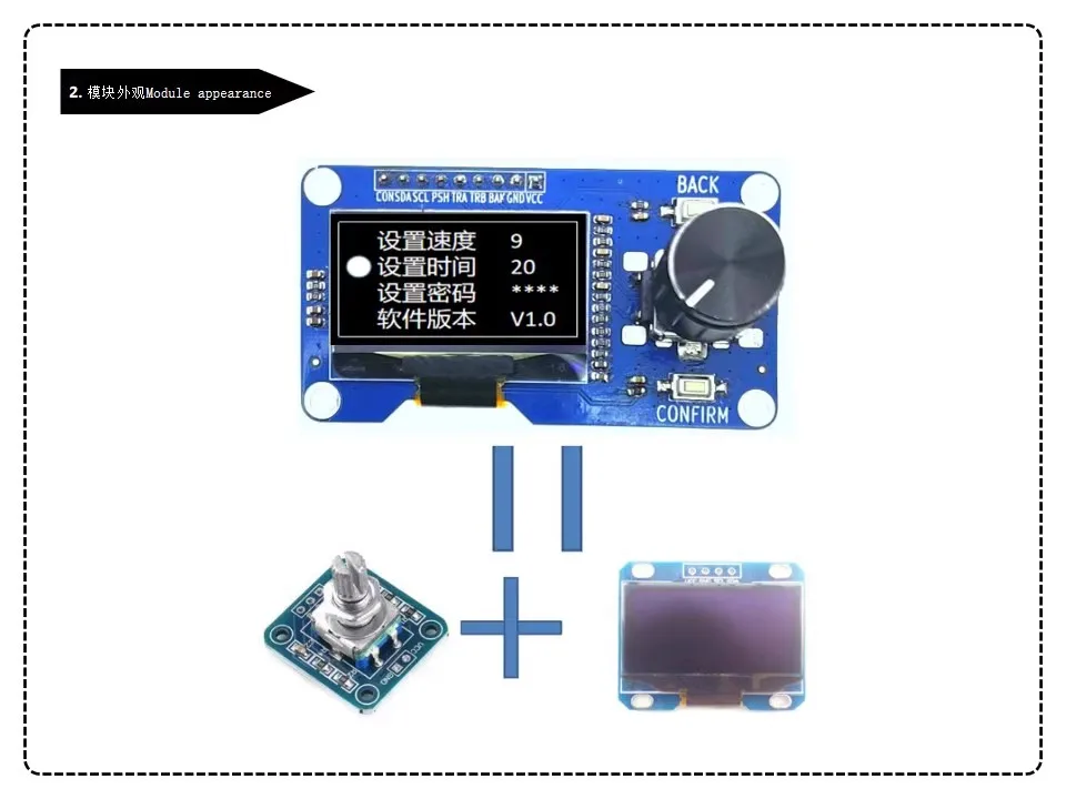 SAMIROB SAMIROB 0,96/1,3 Zoll weißer OLED-Bildschirm kombiniert mit EC11-Drehgebermodul IIC-Schnittstelle für Arduino – Detail 3