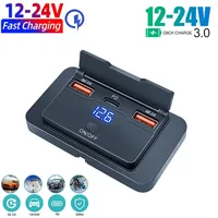 Dual QC3.0 Type C USB Quick Charger 3.0 with Switch Fast Charging 3 Port Power Panel Waterproof For Bus 12-24V Car Truck Marine