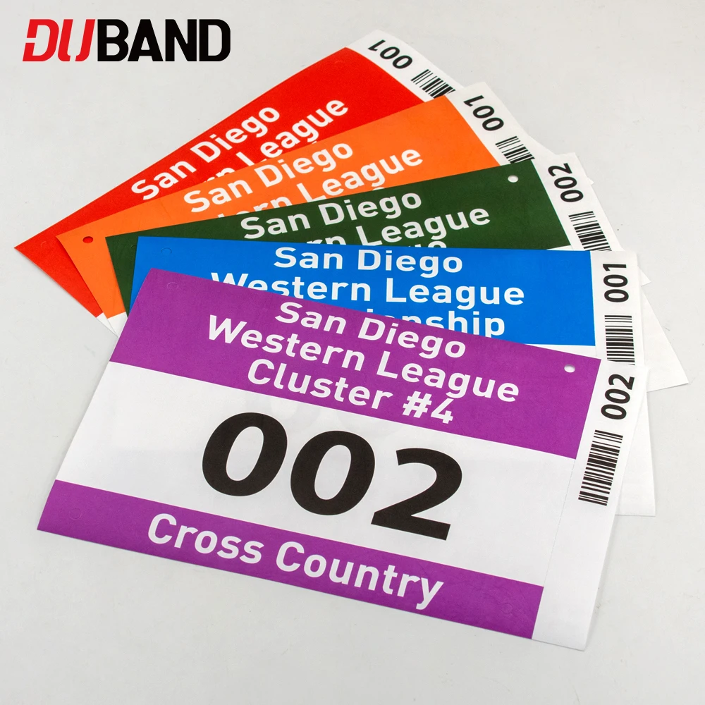 Custom Marathon Race Bibs with Safety Pins Waterproof Tear-Resistant Number Tags for Running Events
