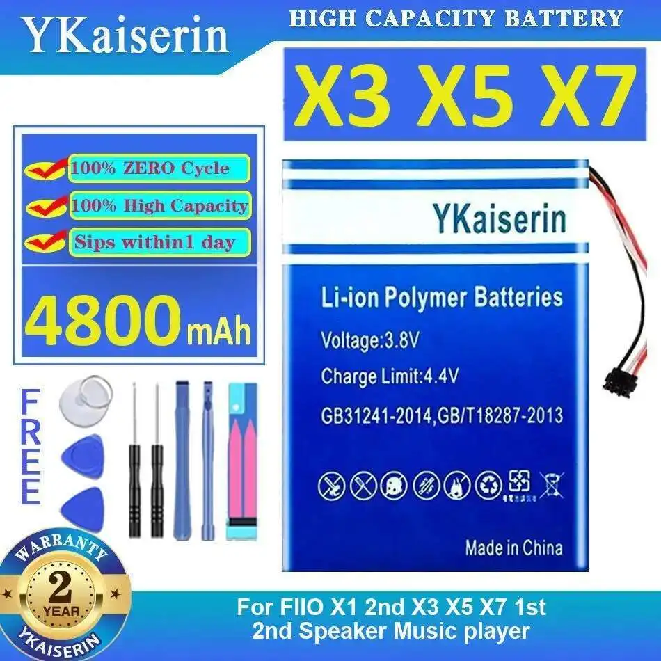 

Reliable Replacement Music Player Battery 4800Mah For Fiio X1 2Nd X3 X5 X7 1St Speaker