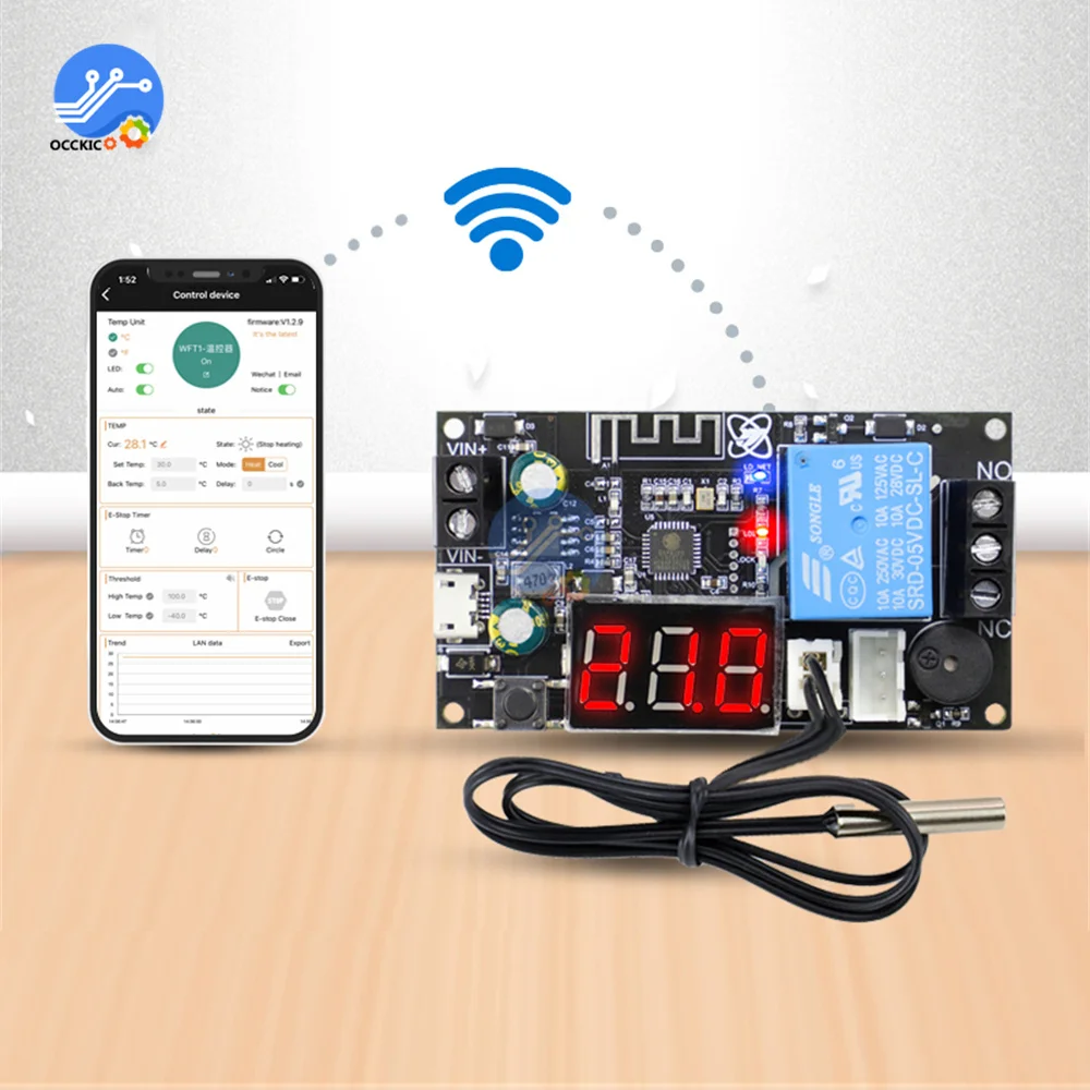 Wi-fi термостат с удаленным управлением модуль контроллера температуры высокой точности, для охлаждения и нагрева, приложение для сбора температуры XY-WFT1, WFTX