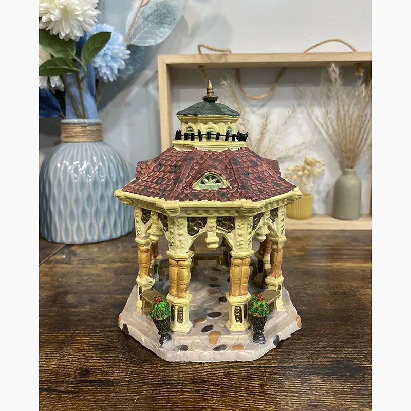 

European Architecture Ceramic Pavilion Figurine Garden Landscape Ornaments Modern Home Furnishing Living Room Ornaments Gift