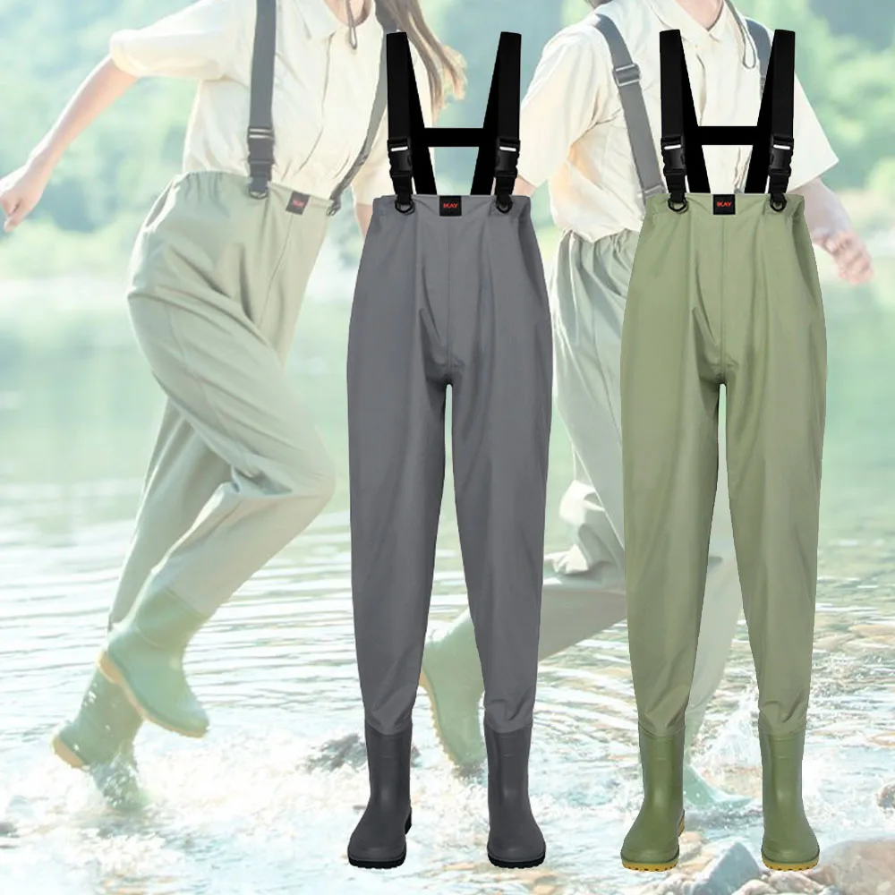 Pantalon de pêche avec ensemble de bottes, taille longue, chasse, chaussures de pluie, adulte, hommes, femmes, PVC imperméable, fjOverall imbibé, nouveau, 2025
