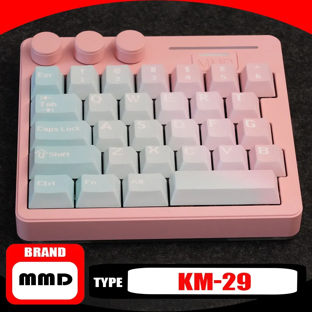 MMD KM29 Simple CNC One Hand Mechanical Keyboard Wireless 3mode Customized VIA QMK Designer Drawing for PS /PR/C4D