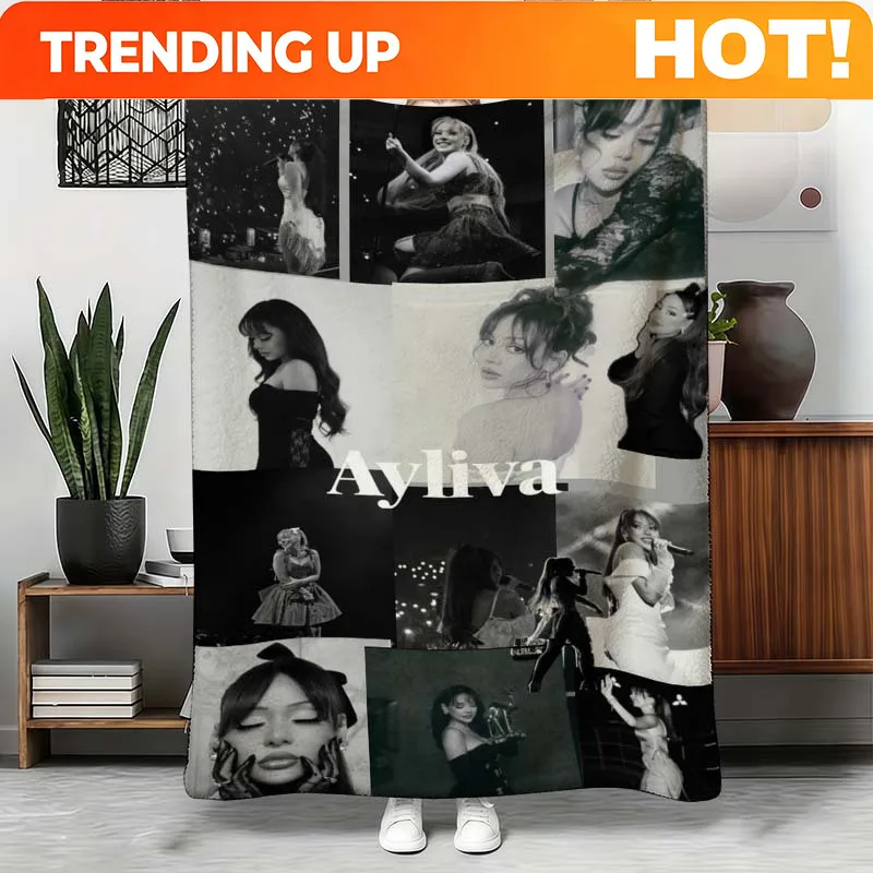 Customize Ayliva Black And White Patchwork Digital Printed Fleece Blanket, Made of 100% Polyester Fabric, Lightweight And Soft,
