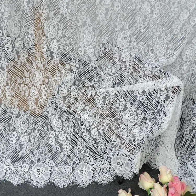 1.5 meters wide French lace home clothing lace fabric embossed mesh hole eyelashes lace high-end custom fabric