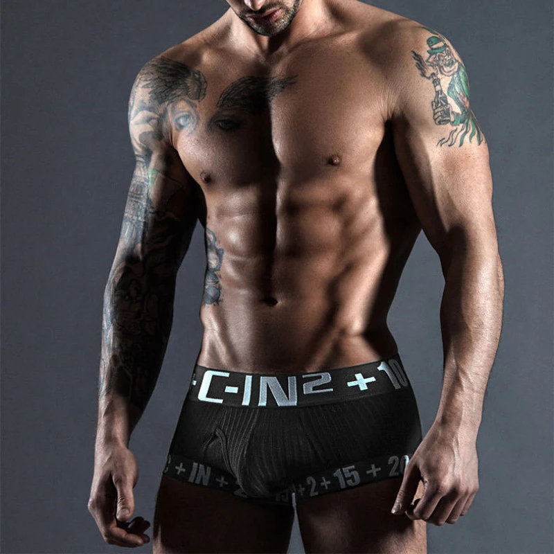 C-IN2 men's boxer briefs Black and white classic youth sports low waist sexy hip lift breathable shorts boys cin2 underwear