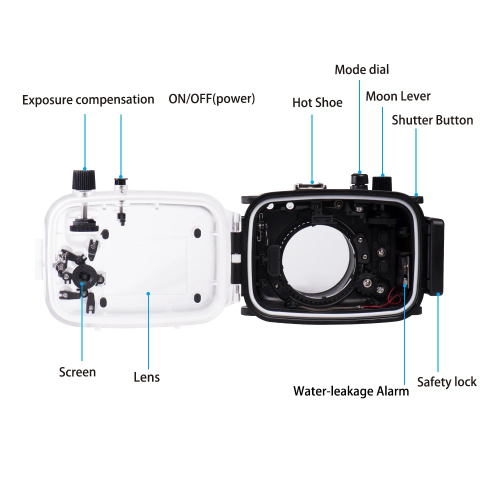 Seafrogs-防水ダイビングハウジング,ipx8,40m, 67mmスレッド,g7xマークii,赤いフィルターの取り付け