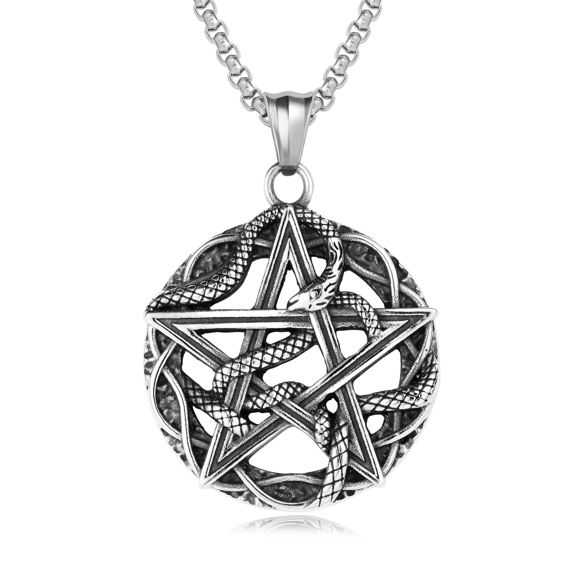 Vintage Hollow Out Design Python Star Pendant Charm Men's Necklace Fashion Animal Accessorie Hip-Hop Punk Jewelry Gift Wholesale