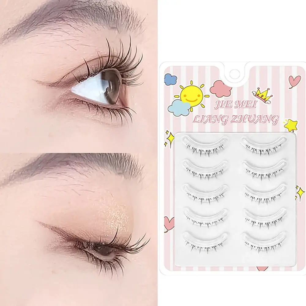 5PAIRS Soft Whole Pair Lower False Lashes Transparent Stems Small Devil One-piece Fake Lashes DIY Eye Makup Tool Women