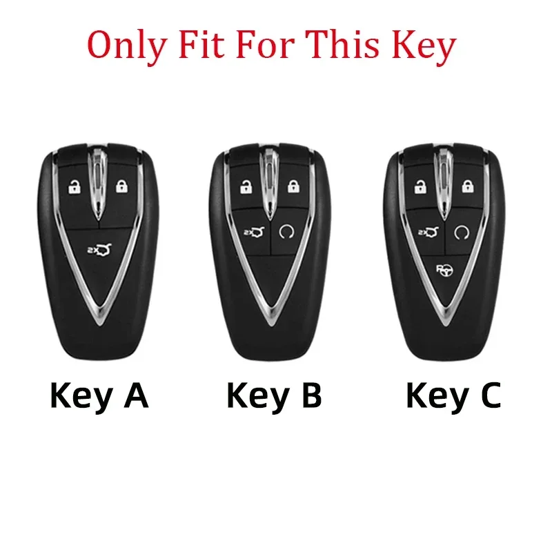 For Changan CS35 PLUS CS75PLUS CS55PLUS ABS Carbon Fiber Car Smart 4Button Key Cover Case Bag Shell Fob Protector Keychain