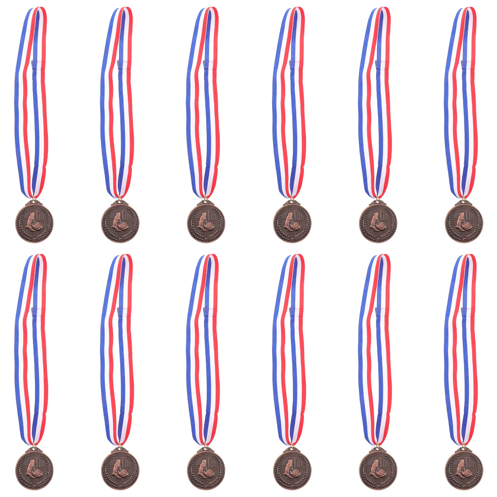 12Pcs Soccer Award Medals Metal Finish Comfortable Ribbon for Sports Participation Prizes Team Celebration Game Rewards