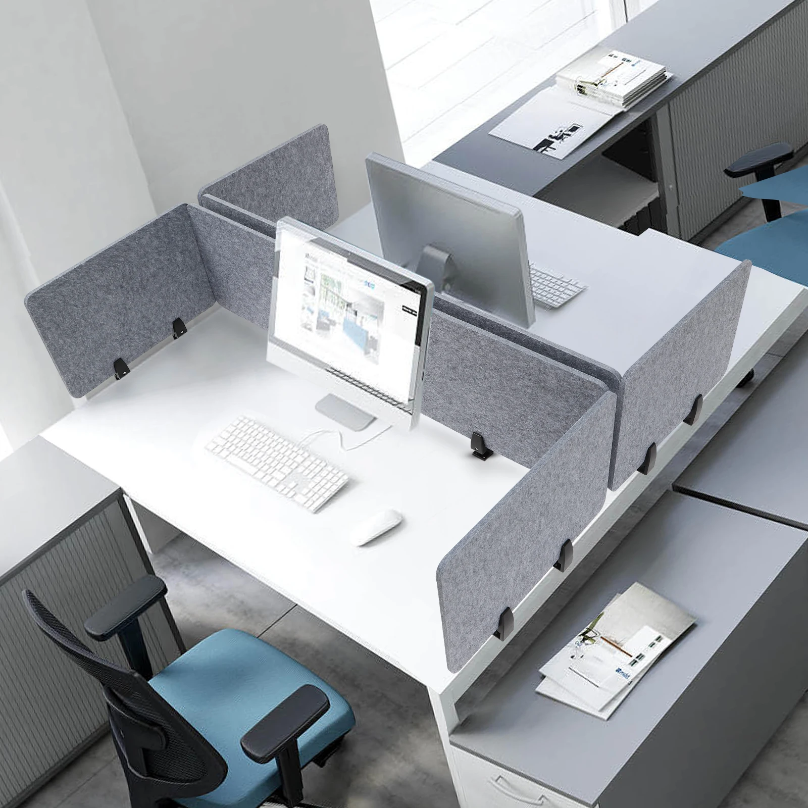 

Office Desk Divider, 23.6"x16" Gray Privacy Partition Panel, Noise & Visual Distraction Reducing Separator for Workstation