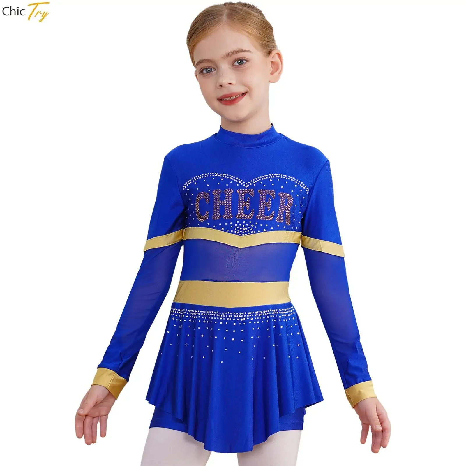 

Shiny Diamond Gymnastic Leotard Girls Ballet Dancewear Halloween School Activities Show Cheerleading Cheerleader Uniform Dress