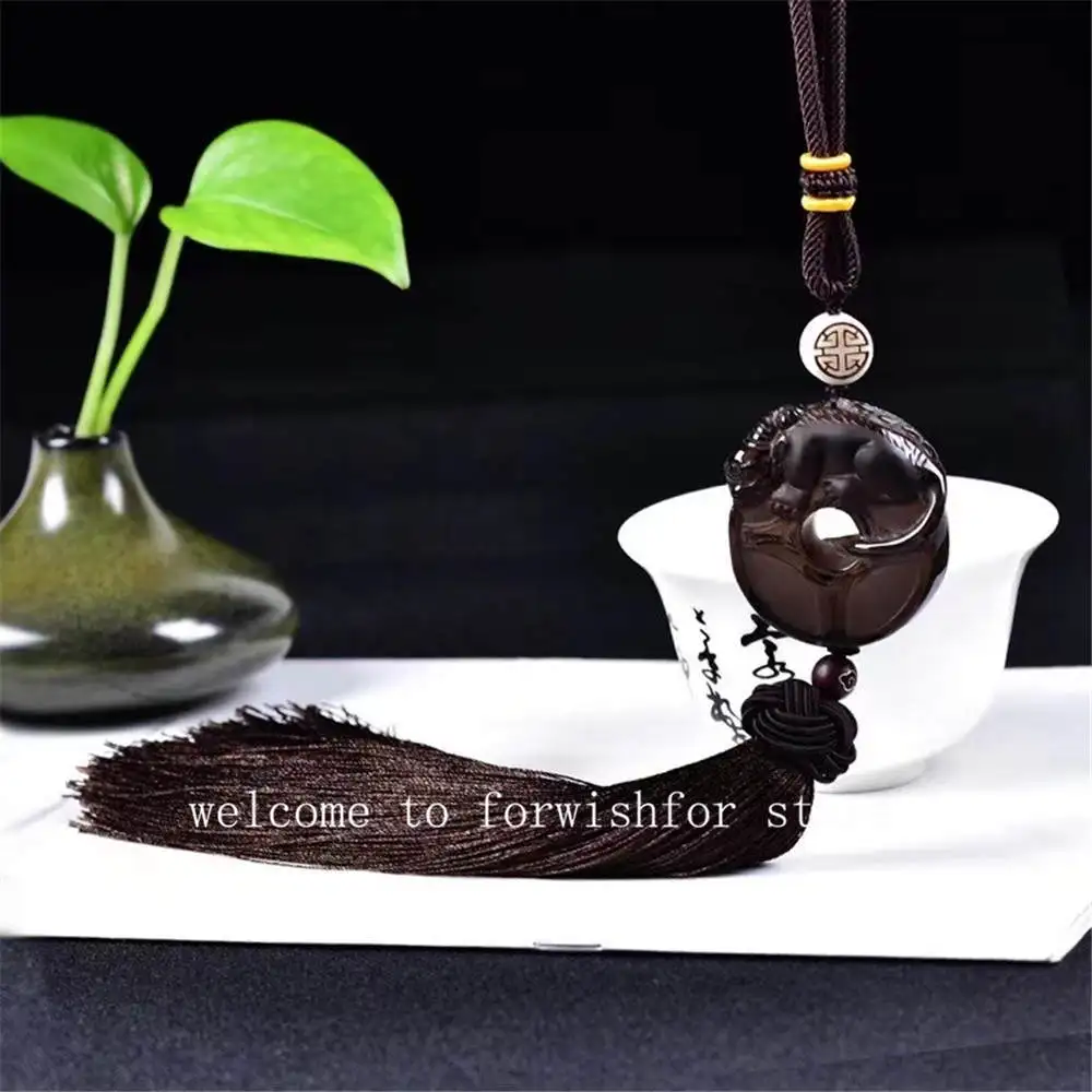 Natural Ice Obsidian Unicorn Car Hanging High-end Car Pendant Seiko Carving To Attract Wealth And Ensure Safety Chinese Style