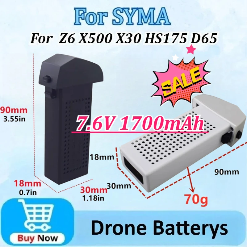 

Upgraded 7.6V 1700mAh Lipo Battery for SYMA Z6 X500 HS175 X30 D65 Folding Quadcopter Aerial Photography High-Capacity Batteries