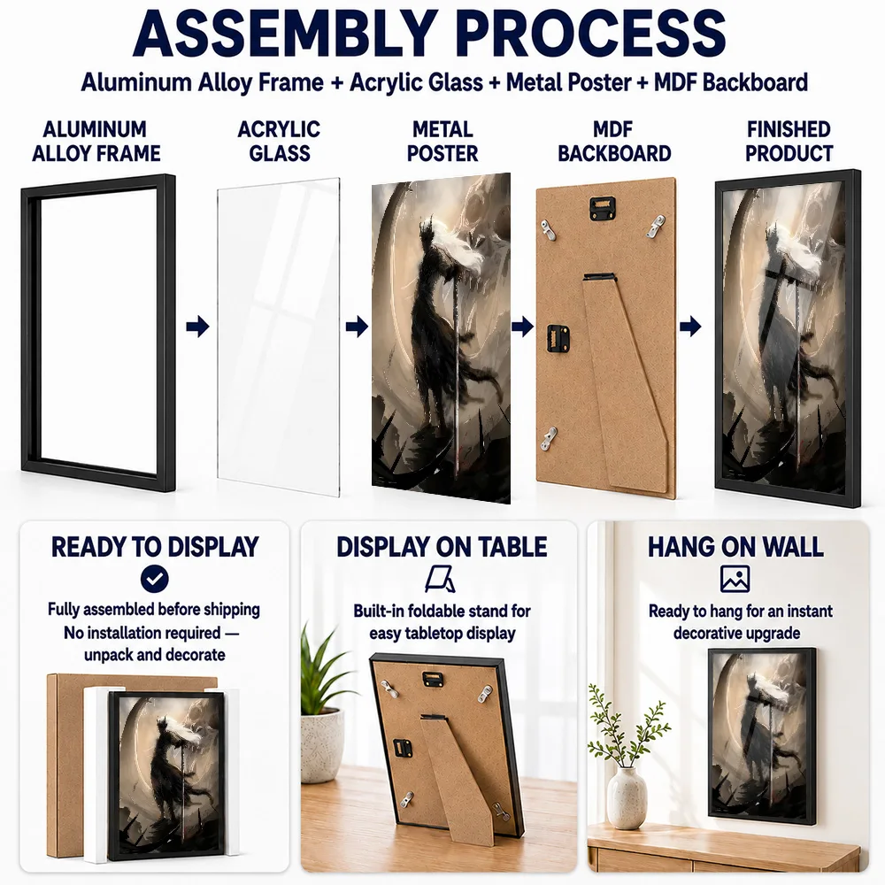 Shadow Slave Warrior Framed Aluminum Metal Poster Customized Photo Dramatic Quest Style Wall Art For Study Ideal Birthday Gift