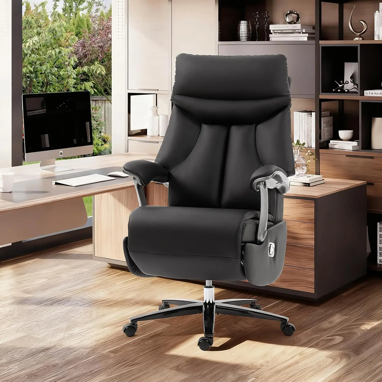 Executive Office Chair with Footrest, Ergonomic Swivel Leather High Back Computer Desk Chair for Home & Business, Customized